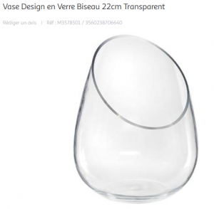Vase Design en Verre Biseau 22cm Transparent, Choix du support et de la texture