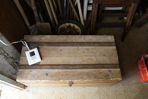 Caisson d'hivernage/de diapause dans un vieux coffre acheté 25€ dans un troc. Le tout thermorégulé par un thermostat électronique numérique dont j'ai déporté la sonde., Vos "laboratoires", vos installations d'élevage...