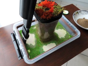 ... sans utiliser la brosse <br />qui abimerait le flocage vert., L'aspirateur de l'I-D-É-MYR.